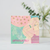 Abstrakte Art Line Zeichnend Gesicht Aquamarin Hap (Stehend Vorderseite)