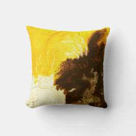 Abstrakte Art Malerei Tropfen Spritzer Gelb braun Kissen