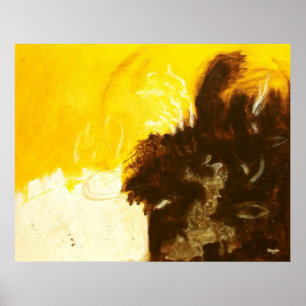Abstrakte Art Malerei Tropfen Spritzer Gelb braun Poster
