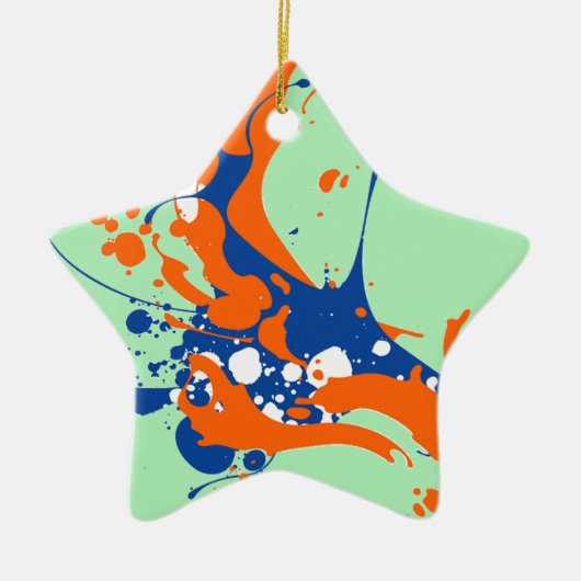 Abstrakte Art Mint Grüne Moderne Kunst Farbe sprit Keramik Ornament (Vorne)