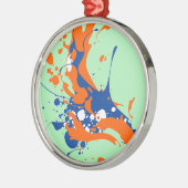 Abstrakte Art Mint Grüne Moderne Kunst Farbe sprit Silbernes Ornament (Links)