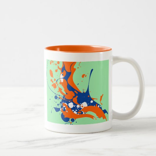 Abstrakte Art Mint Grüne Moderne Kunst Farbe sprit Zweifarbige Tasse (Rechts)