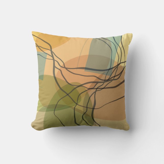 abstrakte Art Mitte des Jahrhunderts warme Farben Kissen (Vorderseite)