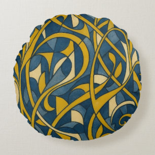 Abstrakte Art Nouveau-Wirbelmuster Rundes Kissen