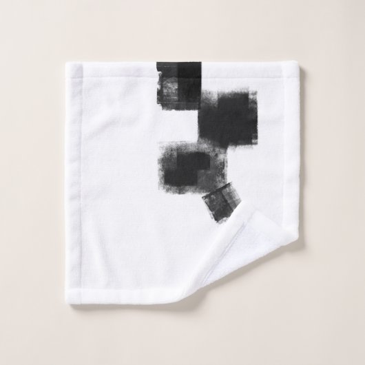 Abstrakte Art Nr. 113, Schwarz und Weiß Badhandtuch Set (Waschlappen)