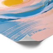 Abstrakte Art Ocean Water Landschaft Rosa und Blau Poster (Ecke)