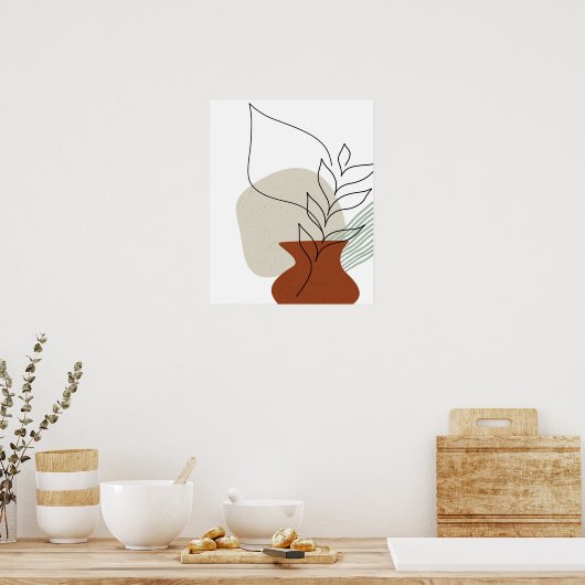 Abstrakte Art One Line Vase & Folies Art Print Poster (Küche)