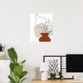 Abstrakte Art One Line Vase & Folies Art Print Poster (Heimbüro)