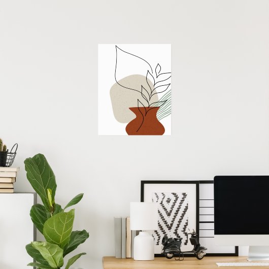 Abstrakte Art One Line Vase & Folies Art Print Poster (Heimbüro)