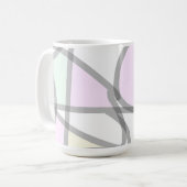 Abstrakte Art Pale Beige Koralle Pink Gelb Kaffeetasse (Vorderseite Links)