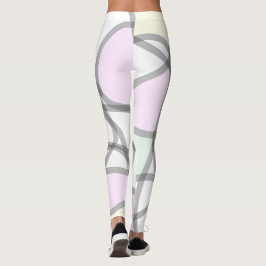 Abstrakte Art Pale Beige Koralle Pink Gelb Leggings (Rückseite)