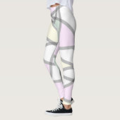 Abstrakte Art Pale Beige Koralle Pink Gelb Leggings (Links)