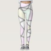 Abstrakte Art Pale Beige Koralle Pink Gelb Leggings (Vorderseite)