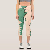 Abstrakte Art Pale Beige Koralle Pink Green Capri Leggings (Vorderseite)