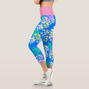 Abstrakte Art Pale Pasta Türkis Blau Pink Capri Leggings