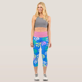 Abstrakte Art Pale Pasta Türkis Blau Pink Capri Leggings