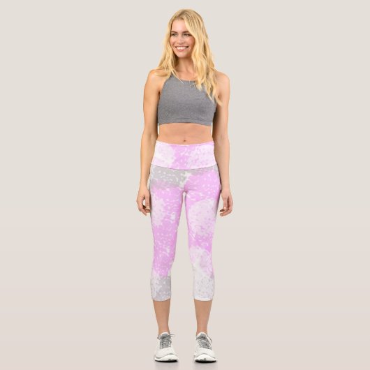 Abstrakte Art Pale Pastel Pink Grau Minimalismus Capri Leggings (Vorderseite)