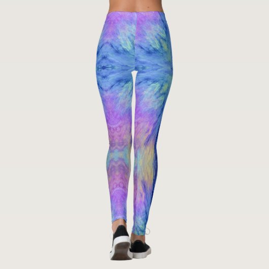 Abstrakte Art pink blaue violette Leggings für Fra (Rückseite)