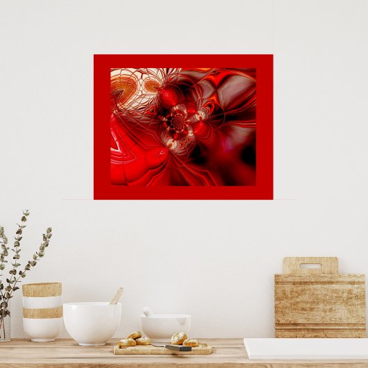 Abstrakte Art Poster in Rot 2 verpackt (Küche)