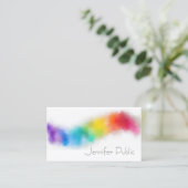 Abstrakte Art Regenbogenfarben Moderne Elegante Mo Visitenkarte (Stehend Vorderseite)
