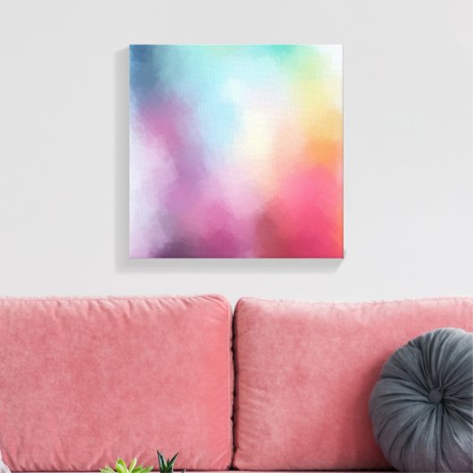 Abstrakte Art Rosa Gelb Blau Lila grün Leinwanddruck (Insitu (Wohnzimmer))