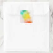 Abstrakte Art Rosa Rosa Gelbgrün Quadratischer Aufkleber (Tasche)