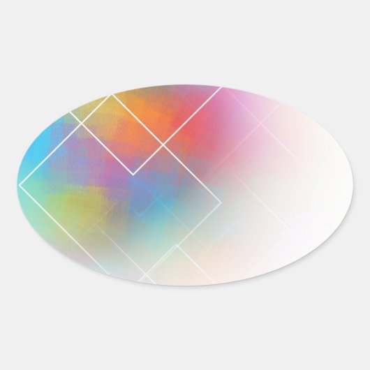 Abstrakte Art Rosa Rotes Orange, farbenfrohe Blend Ovaler Aufkleber (Vorderseite)
