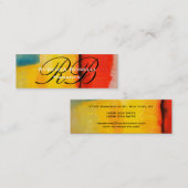 Abstrakte Art Script Monogram Skinny Business Card Mini Visitenkarte (Vorne/Hinten)