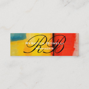 Abstrakte Art Script Monogram Skinny Business Card Mini Visitenkarte