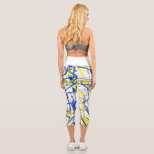 Abstrakte Art Sketch Blaue Linien Leggings (Rückseite)