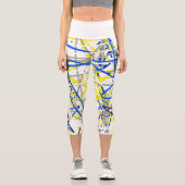 Abstrakte Art Sketch Blaue Linien Leggings (Vorderseite)