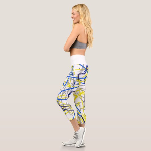 Abstrakte Art Sketch Blaue Linien Leggings (Links)