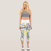 Abstrakte Art Sketch Blaue Linien Leggings (Vorderseite)