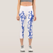 Abstrakte Art Sketch Blaue Linien Leggings (Vorderseite)