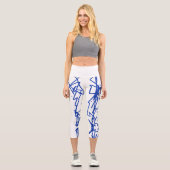 Abstrakte Art Sketch Blaue Linien Leggings (Vorderseite)