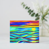 Abstrakte Art Sun over Water Postkarte (Stehend Vorderseite)