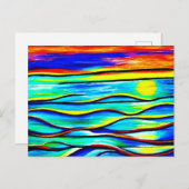 Abstrakte Art Sun over Water Postkarte (Vorne/Hinten)