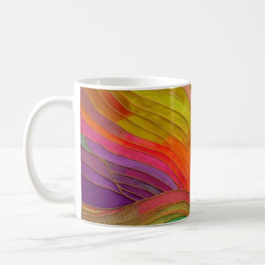 Abstrakte Art Tasse mit Orange, Grün, Rot (Links)