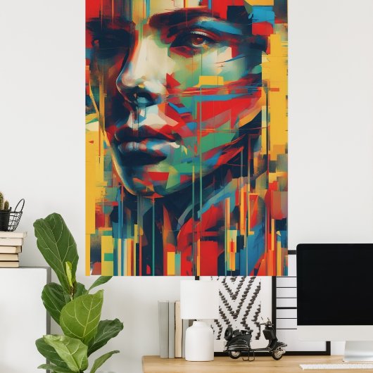 Abstrakte Art Whimsical Lady of Art Digital Poster (Heimbüro)
