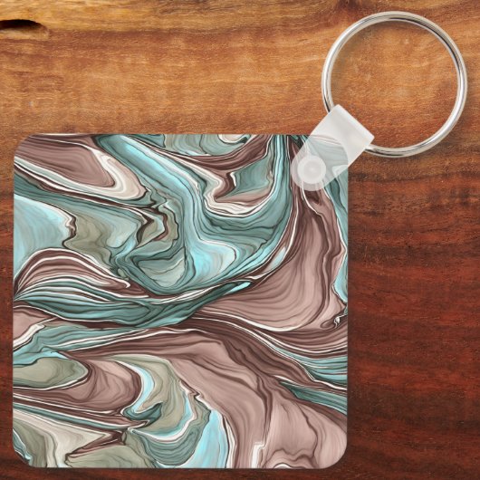 Abstrakte Art Wirbel der Farbe auf einem Schlüssel Schlüsselanhänger (Rückseite)