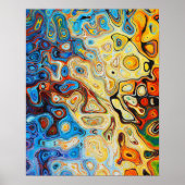 Abstrakte Art Yellow Orange Blue Black Wirbel Poster (Vorne)