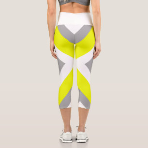 Abstrakte Art Yellow White Capri Leggings