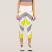 Abstrakte Art Yellow White Capri Leggings (Vorderseite)