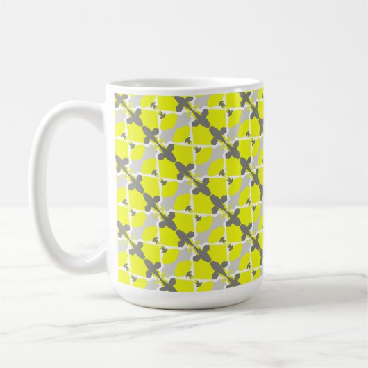 Abstrakte Art Yellow White Muster Tasse Cup (Links)
