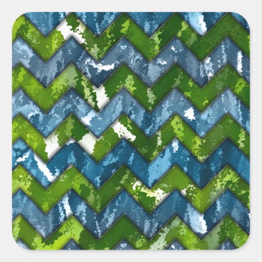 Abstrakte Art Zickzack Design Quadratischer Aufkleber (Vorderseite)