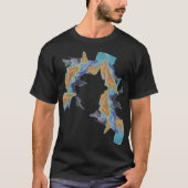 Abstrakte Artwork mit Blues und Orangen T - Shirt (Vorderseite)
