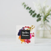 Abstrakte Artwork | Tinte Spritzer Quadratische Visitenkarte (Stehend Vorderseite)