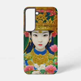 Abstrakte asiatische Mädchen im Vintage-Stil mit B Samsung Galaxy Hülle