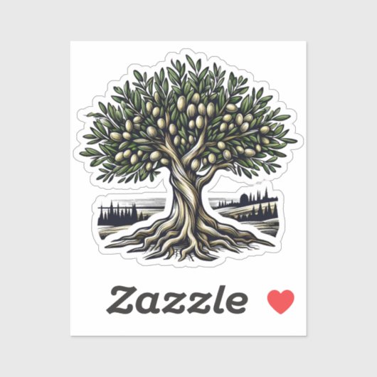 Abstrakte Ästhetik Falastin Olivenbaumkunst Aufkleber (Blatt)