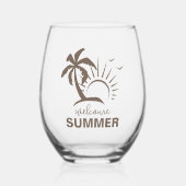 Abstrakte Ästhetik Moderner Sommerstrand Weinglas Ohne Stiel (Vorderseite)